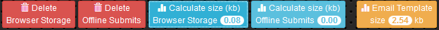 Screenshot of the Browser Storage Toolbar with calculated sizes