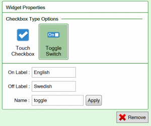Screenshot of the Toggle switch checkbox widget