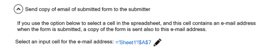 Screenshot of the Copy to submitter section of the Configure Submit settings