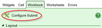 Screenshot of the Configure Submit link on the Workbook tab