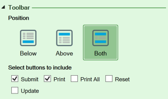Screenshot of the Toolbar settings on the Workbook tab
