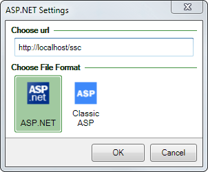Screenshot of the ASP.Net settings 