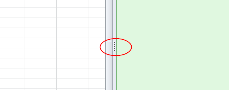 Screenshot of the dotted symbol on the horizontal separator between the spreadsheet and the task pane