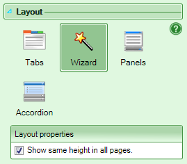 Screenshot of the Show same height option for Wizard layouts on the Workbook tab