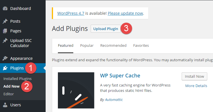 upload wordpress plugin step