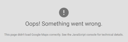 Screenshot of the error message you get for a Google Map without an API key