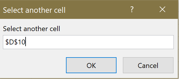 Screenshot of the Select another cell window
