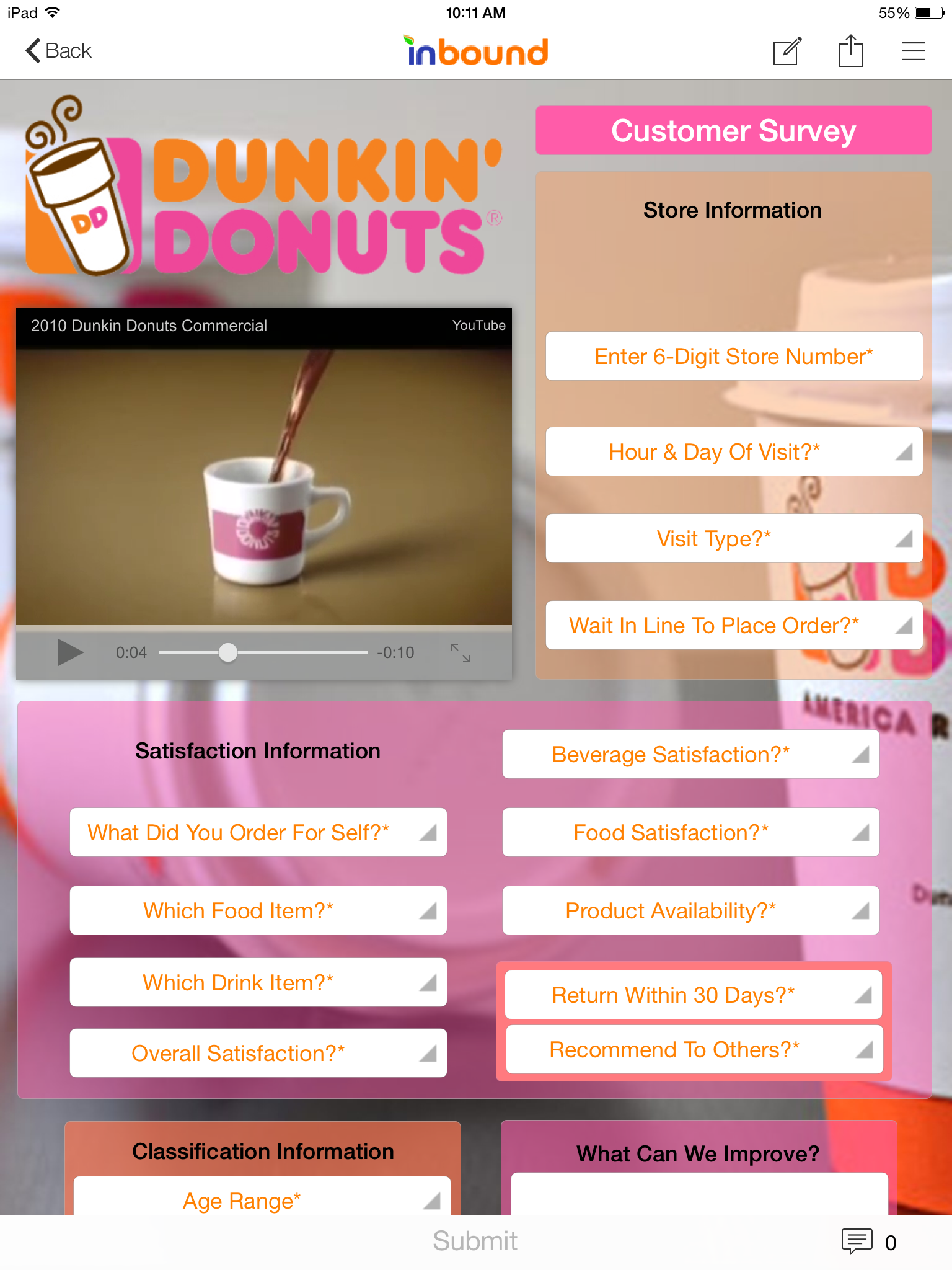 Screenshot of a colorful web survey