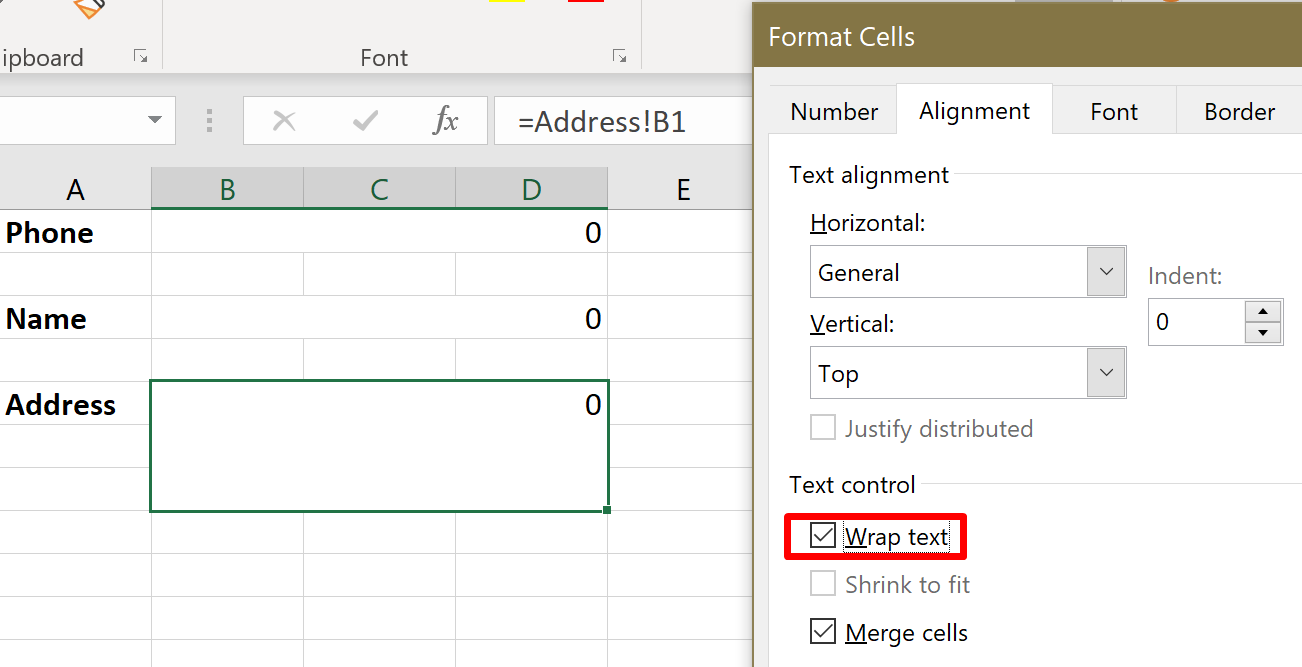 Screenshot of the Wrap Text setting for a multiline text field