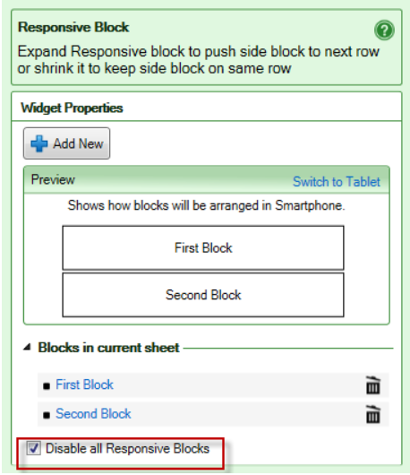 Screenshot of the checkbox that disable responsive blocks